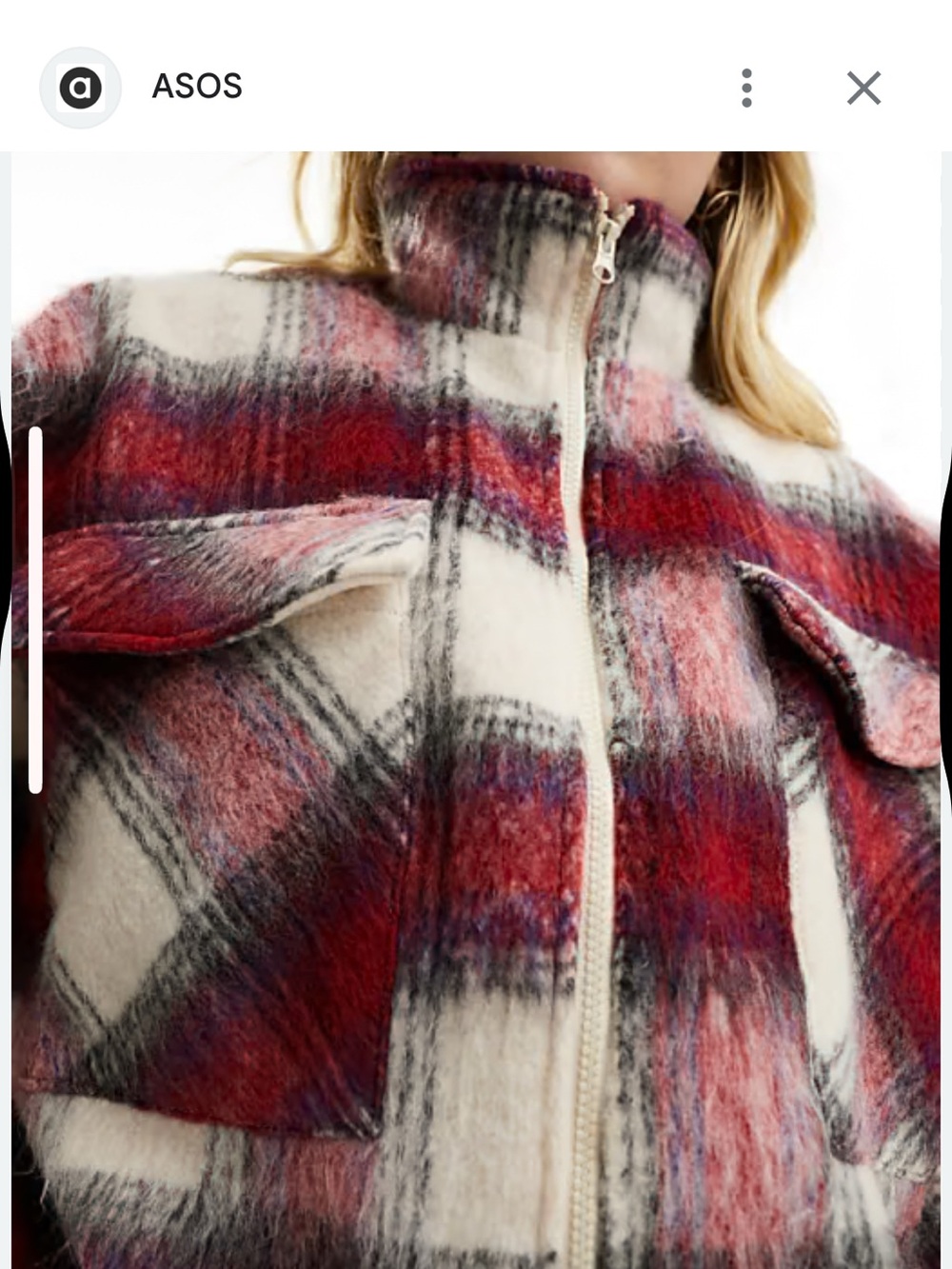 Cotton jack             Red and Cream Plaid Teddy Jack